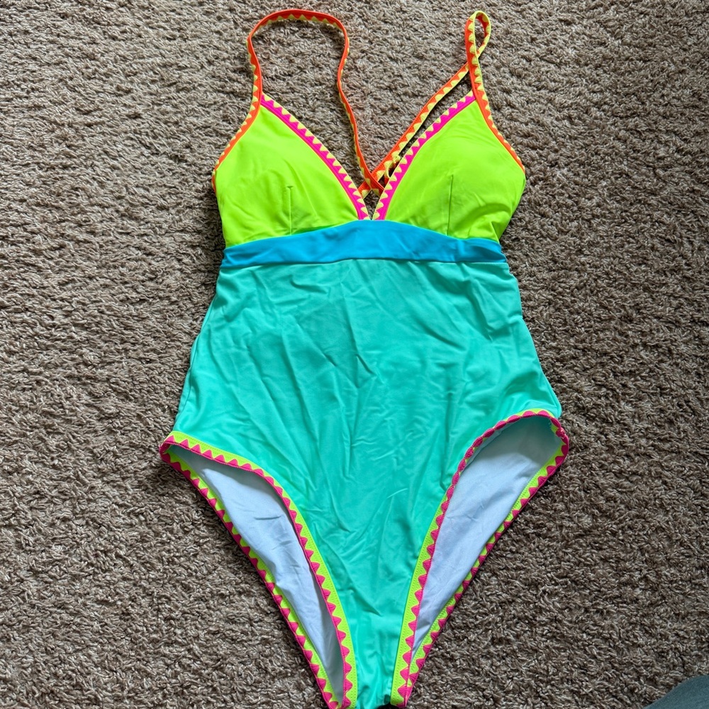 NWOT Popvil Neon One Piece Swimsuit